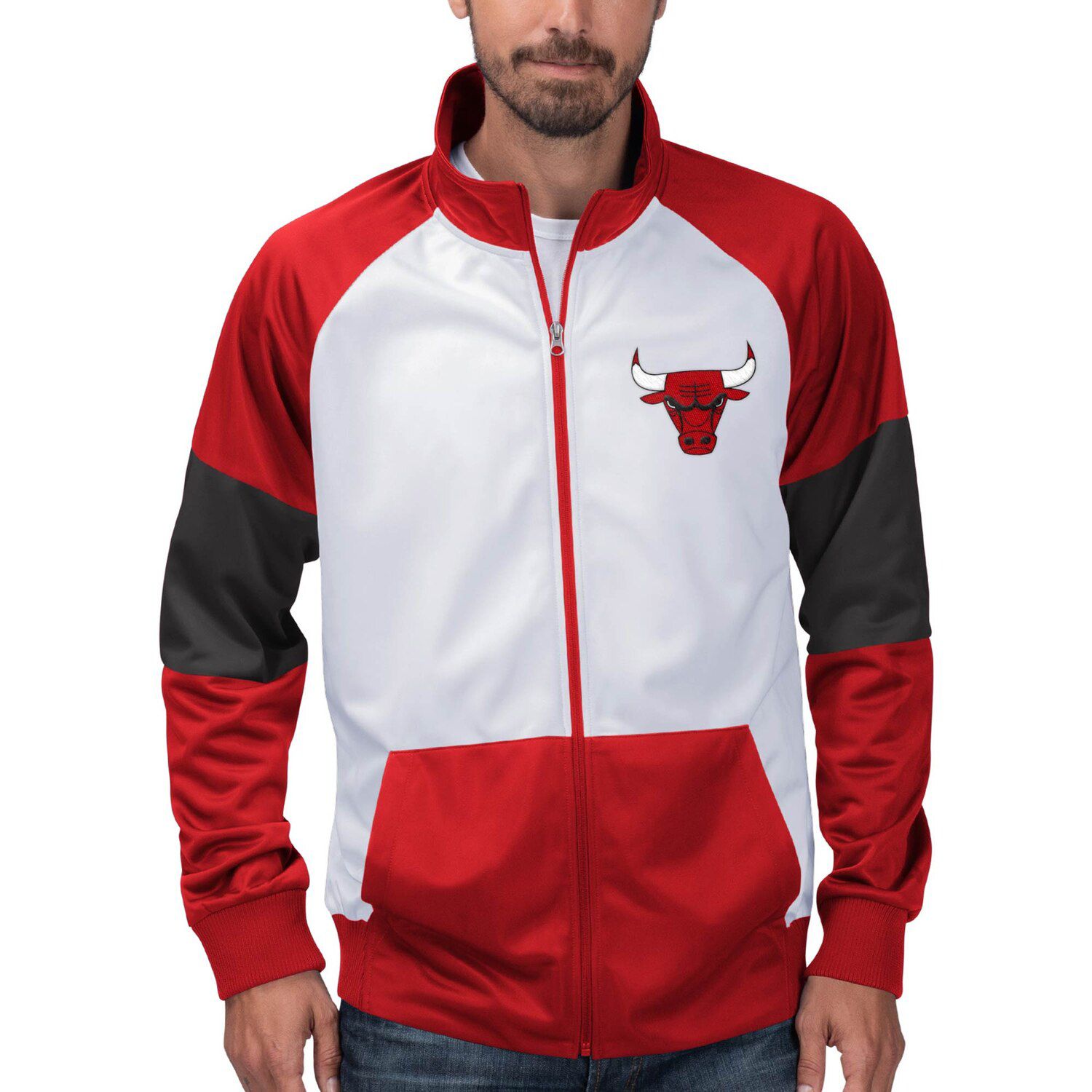 bulls white warm up jacket