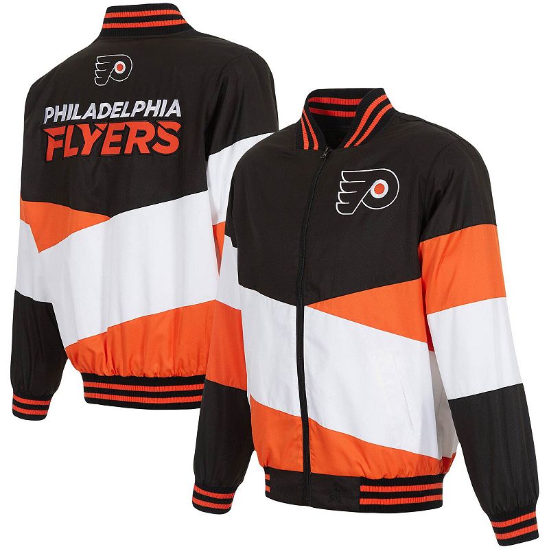 UPC 190641474428 product image for Men's JH Design Black/Orange Philadelphia Flyers Full-Zip Nylon Jacket, Size: XL | upcitemdb.com