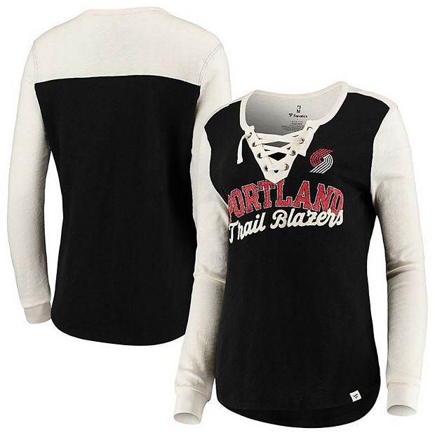 Portland Trail Blazers Fanatics Branded Women's Lace-Up Spirit Jersey Long  Sleeve T-Shirt - Black