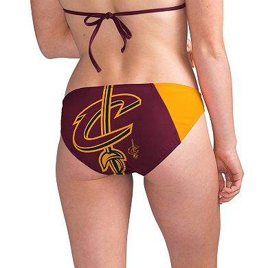 Women's G-III 4Her by Carl Banks Wine/Gold Cleveland Cavaliers Game Day Pickoff Bikini Bottom