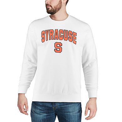 Men's Colosseum White Syracuse Orange Arch & Logo Crew Neck Sweatshirt