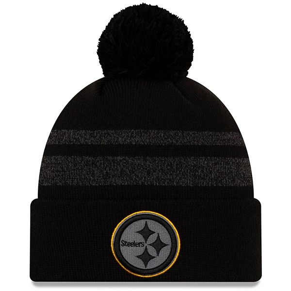 New Era Pittsburgh Black Stripe Cuff Pom Mens Knit Hat