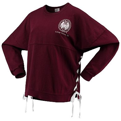 Women's Maroon Texas A&M Aggies Chunky Side Lace-Up Spirit Jersey T-Shirt
