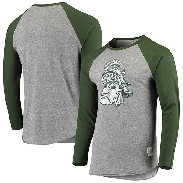 Men's Original Retro Brand Heathered Gray Michigan State Spartans Vintage Logo Tri-Blend T-Shirt Size: Small