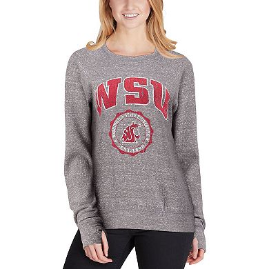Women's Pressbox Heathered Gray Washington State Cougars Edith Vintage Knobi Pullover Sweatshirt