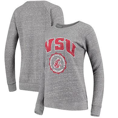 Women's Pressbox Heathered Gray Washington State Cougars Edith Vintage Knobi Pullover Sweatshirt