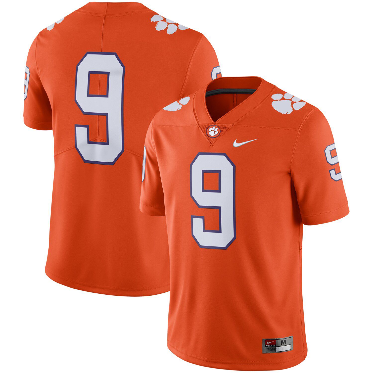 Nike #9 Orange Clemson Tigers Team 