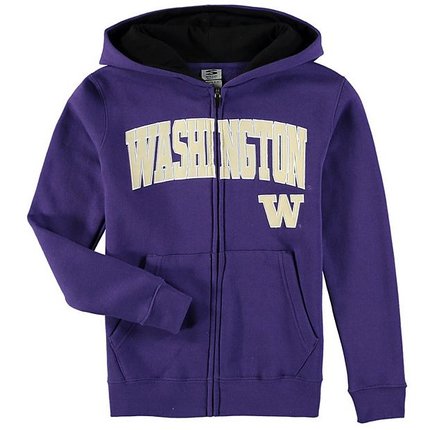 Youth Purple Washington Huskies Applique Arch & Logo Full-Zip Hoodie