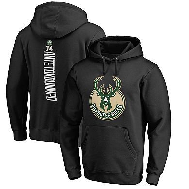 Men's Fanatics Branded Giannis Antetokounmpo Black Milwaukee Bucks Backer Name & Number Pullover Hoodie