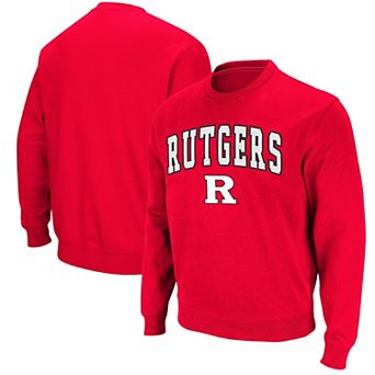 Men's Colosseum Scarlet Rutgers Scarlet Knights Arch & Logo Crew Neck Sweatshirt