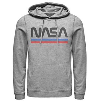 Men's NASA Red Blue Stripe Minimal Logo Vintage Graphic Hoodie