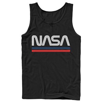 Men's NASA Red Blue Stripe Minimal Logo Vintage Graphic Tank Top