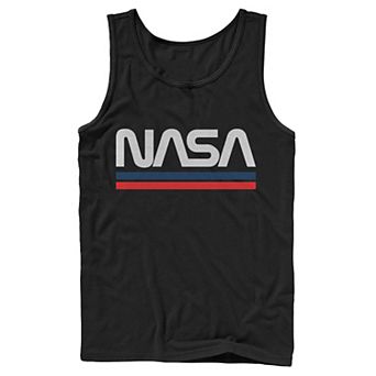 Men's NASA Red Blue Stripe Minimal Logo Vintage Graphic Tank Top