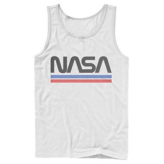 Men's NASA Red Blue Stripe Minimal Logo Vintage Graphic Tank Top