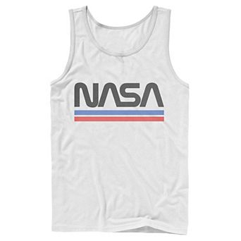 Men's NASA Red Blue Stripe Minimal Logo Vintage Graphic Tank Top