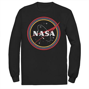 Men's NASA Galaxy In Rainbow Circles Long Sleeve Graphic Tee