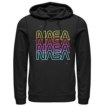 Men's NASA Neon Rainbow Repeat Text Logo Graphic Hoodie
