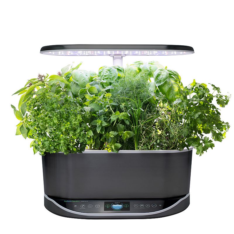 AeroGarden Bounty Elite Stainless Steel - In Home Garden with Gourmet Herb Seed Pod Kit (Alexa Enabled), Silver