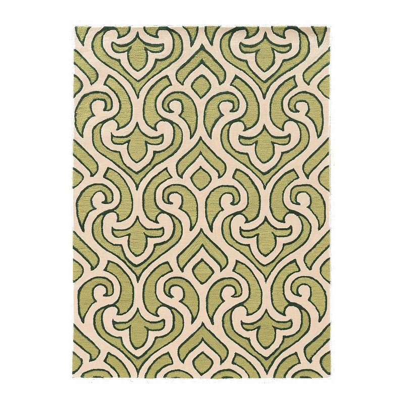 Linon Trio Traditional Design Rug, Green, 5X7