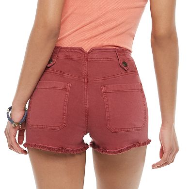 Juniors' SO® Fray Hem Utility Short with Exposed Buttons