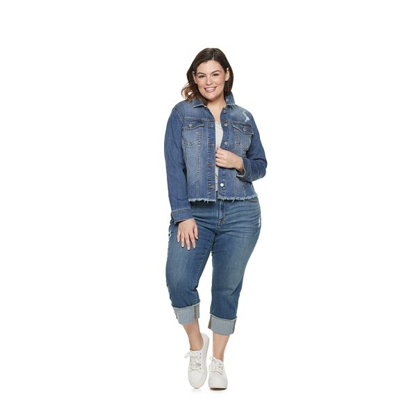 Plus Size Evri™ Raw Hem Denim Jacket 