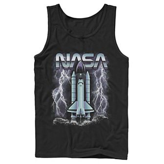 Men's NASA Rocket Ship Struck By Lightning Graphic Tank Top