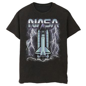 Men's NASA Rocket Ship Struck By Lightning Graphic Tee