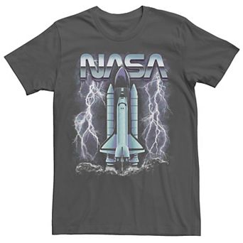 Men's NASA Rocket Ship Struck By Lightning Graphic Tee