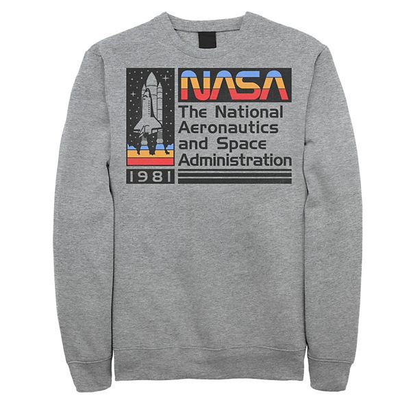Men's NASA National Aeronautics Striped Logo Graphic Fleece Pullover