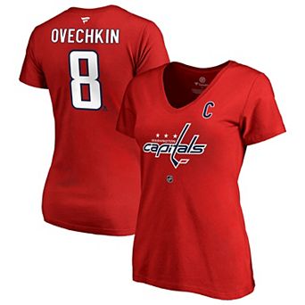 Women's Fanatics Alexander Ovechkin Red Washington Capitals Authentic Stack Name & Number V-Neck T-Shirt