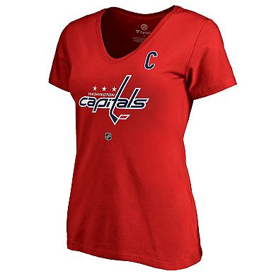 Women's Fanatics Alexander Ovechkin Red Washington Capitals Authentic Stack Name & Number V-Neck T-Shirt