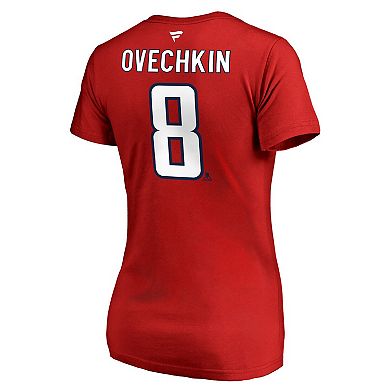 Women's Fanatics Alexander Ovechkin Red Washington Capitals Authentic Stack Name & Number V-Neck T-Shirt