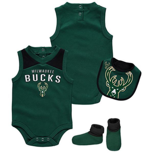 Newborn Hunter Green/Black Milwaukee Bucks Overtime Bodysuit Bib ...