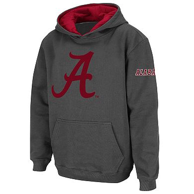 Youth Stadium Athletic Charcoal Alabama Crimson Tide Big Logo Pullover Hoodie
