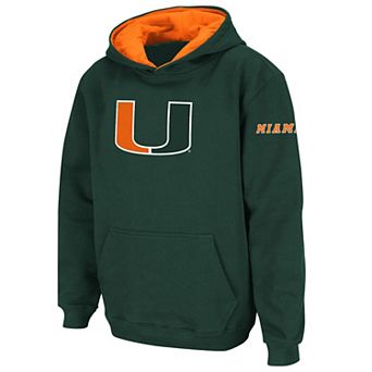 Youth Stadium Athletic Green Miami Hurricanes Big Logo Pullover Hoodie