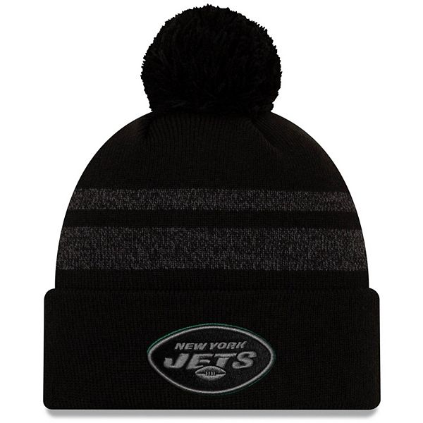 Women's New Era Black/White York Jets 2023 NFL Crucial Catch Cuffed Pom Knit Hat