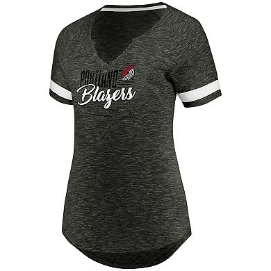 Women's Fanatics Branded Gray/White Portland Trail Blazers Showtime Winning With Pride Notch Neck T-Shirt