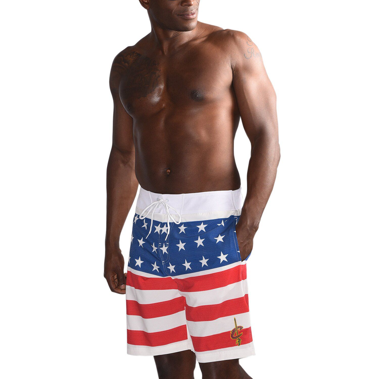 mens patriotic swim trunks