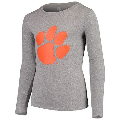 Youth Heathered Gray Clemson Tigers Long Sleeve T-Shirt & Pant Sleep Set