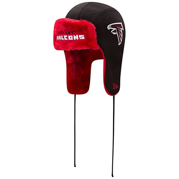 Men's New Era Black/Red Atlanta Falcons Helmet Head Trapper Knit Hat