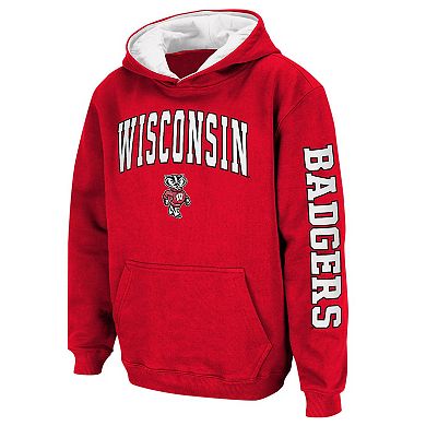 Youth Colosseum Red Wisconsin Badgers 2-Hit Team Pullover Hoodie