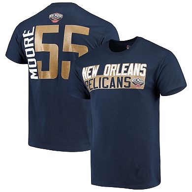 Men's Majestic E'Twaun Moore Navy New Orleans Pelicans Vertical Name & Number T-Shirt