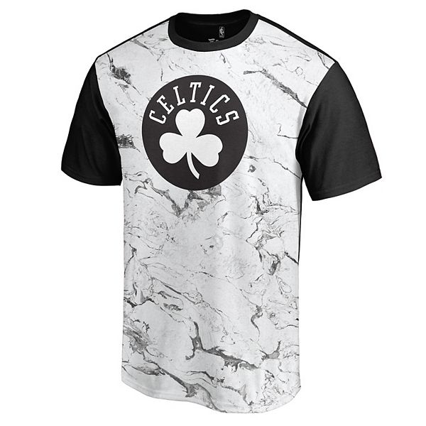 Men S White Black Boston Celtics Marble Sublimated T Shirt