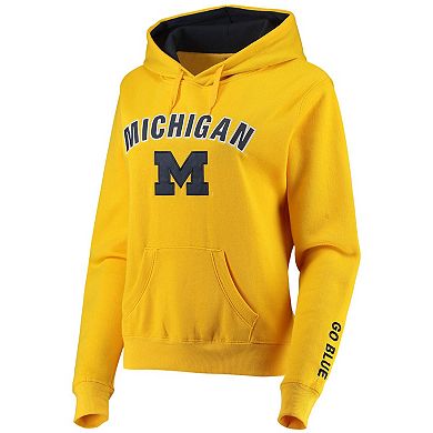 Women's Maize Michigan Wolverines Arch & Logo 1 Pullover Hoodie