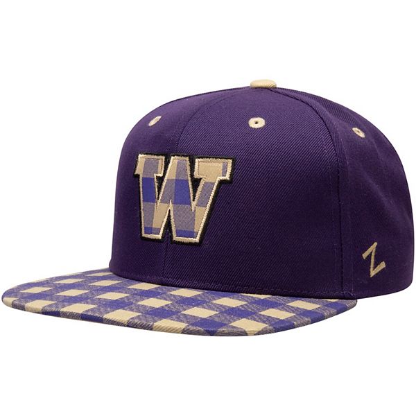 Men's Zephyr Purple Washington Huskies Flannel Adjustable Snapback Hat