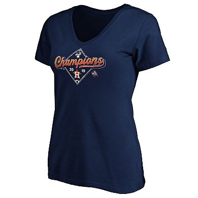 Women's Majestic Navy Houston Astros 2019 American League Champions Bullpen V-Neck T-Shirt
