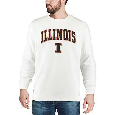 Men's Colosseum White Illinois Fighting Illini Arch & Logo Crew Neck Sweatshirt