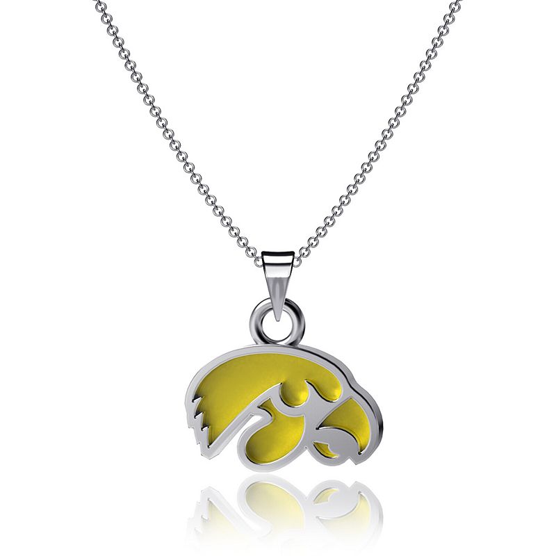 Dayna Designs Iowa Hawkeyes Enamel Pendant Necklace, Womens, Silver