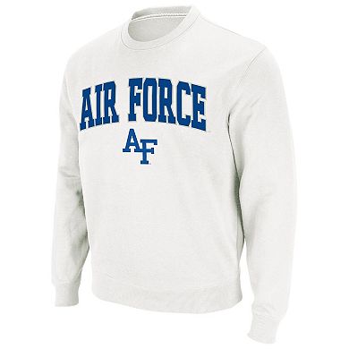 Men's Colosseum White Air Force Falcons Arch & Logo Sweatshirt