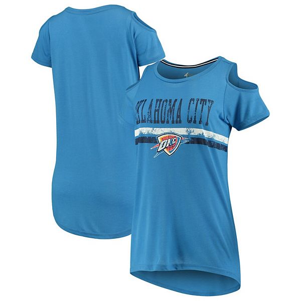 NEW Chicago Cubs G-III 4Her Women's Distressed Cold Shoulder Scoopneck  T-Shirt